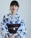 utatane 浴衣2点セット 白地にくすみネイビーの唐草小花 ウタタネ 着物・浴衣・和装小物 浴衣 ネイビー【送料無料】