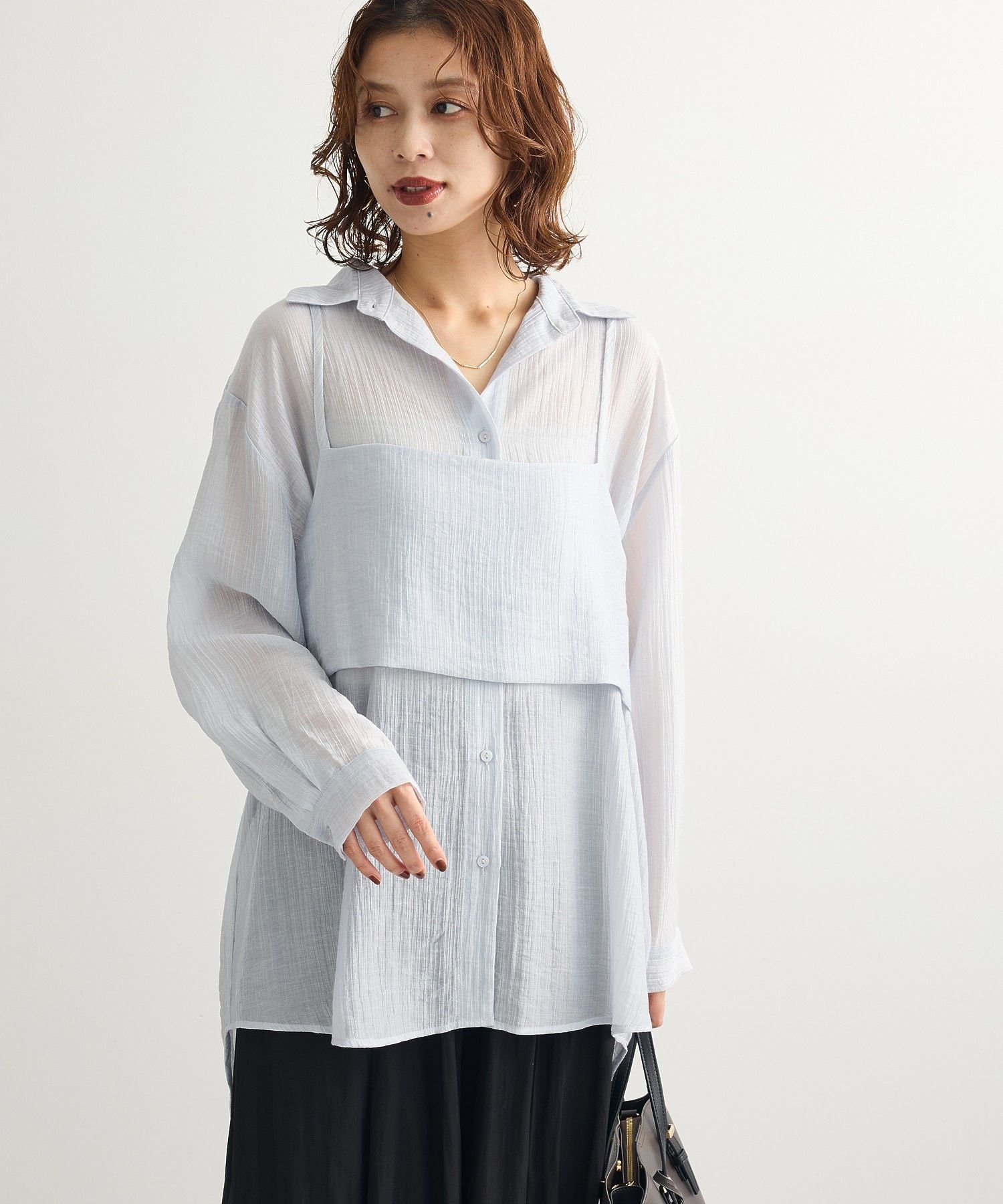 【SALE／50%OFF】Green Parks SET2点シアーシャツ+ビスチェ グリーンパークス トップス シャツ・ブラウ..