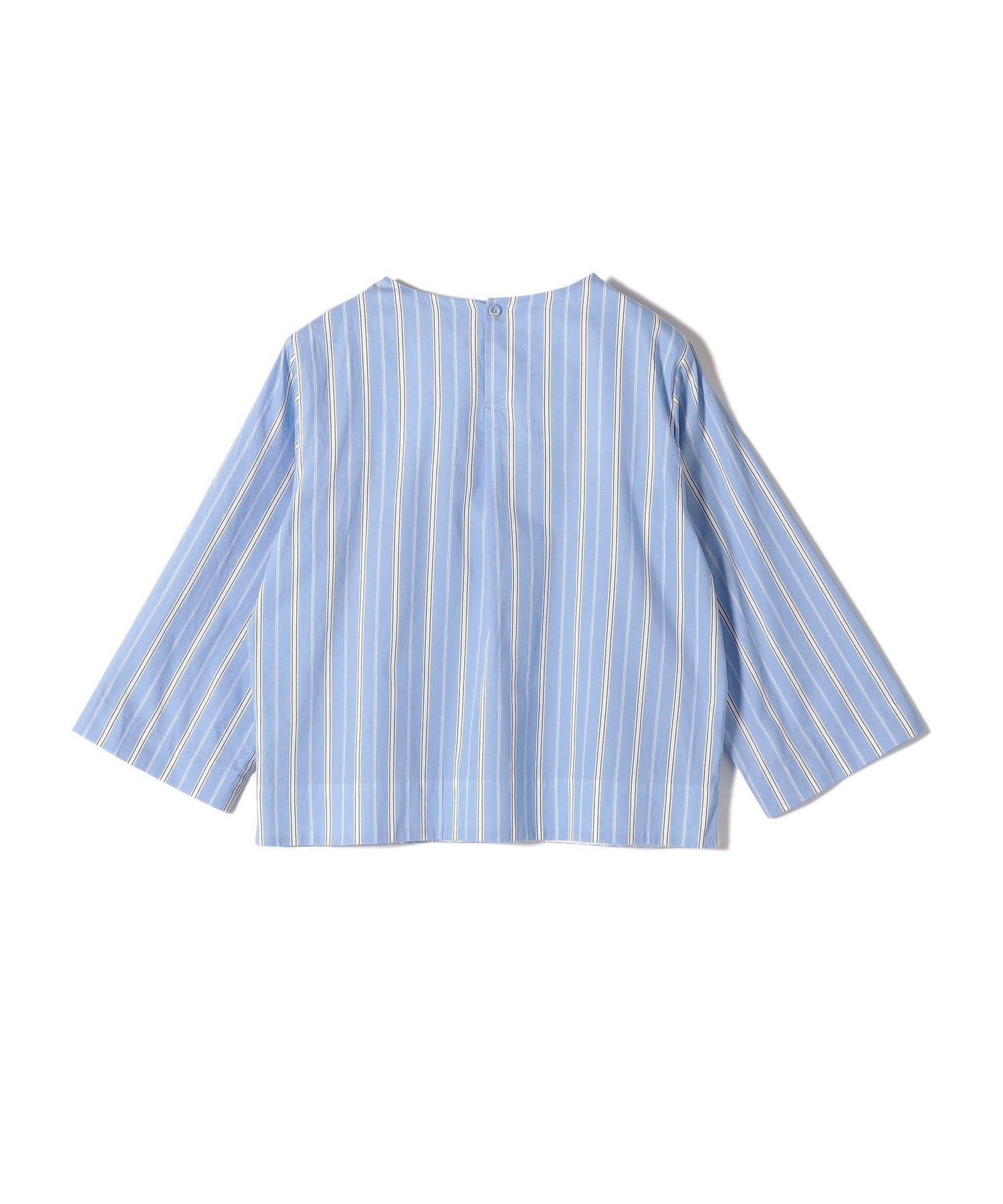 【SALE／50%OFF】SHIPS WOMEN SHIPS Primary Navy Label:SOMELOS ストライプ フリル ブラウス シップス トップス シャツ・ブラウス ネイビー【送料無料】