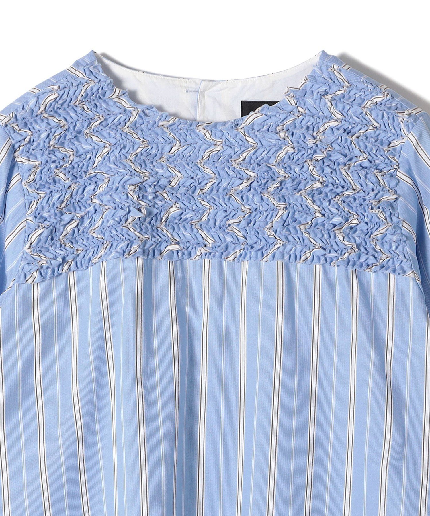 【SALE／50%OFF】SHIPS WOMEN SHIPS Primary Navy Label:SOMELOS ストライプ フリル ブラウス シップス トップス シャツ・ブラウス ネイビー【送料無料】