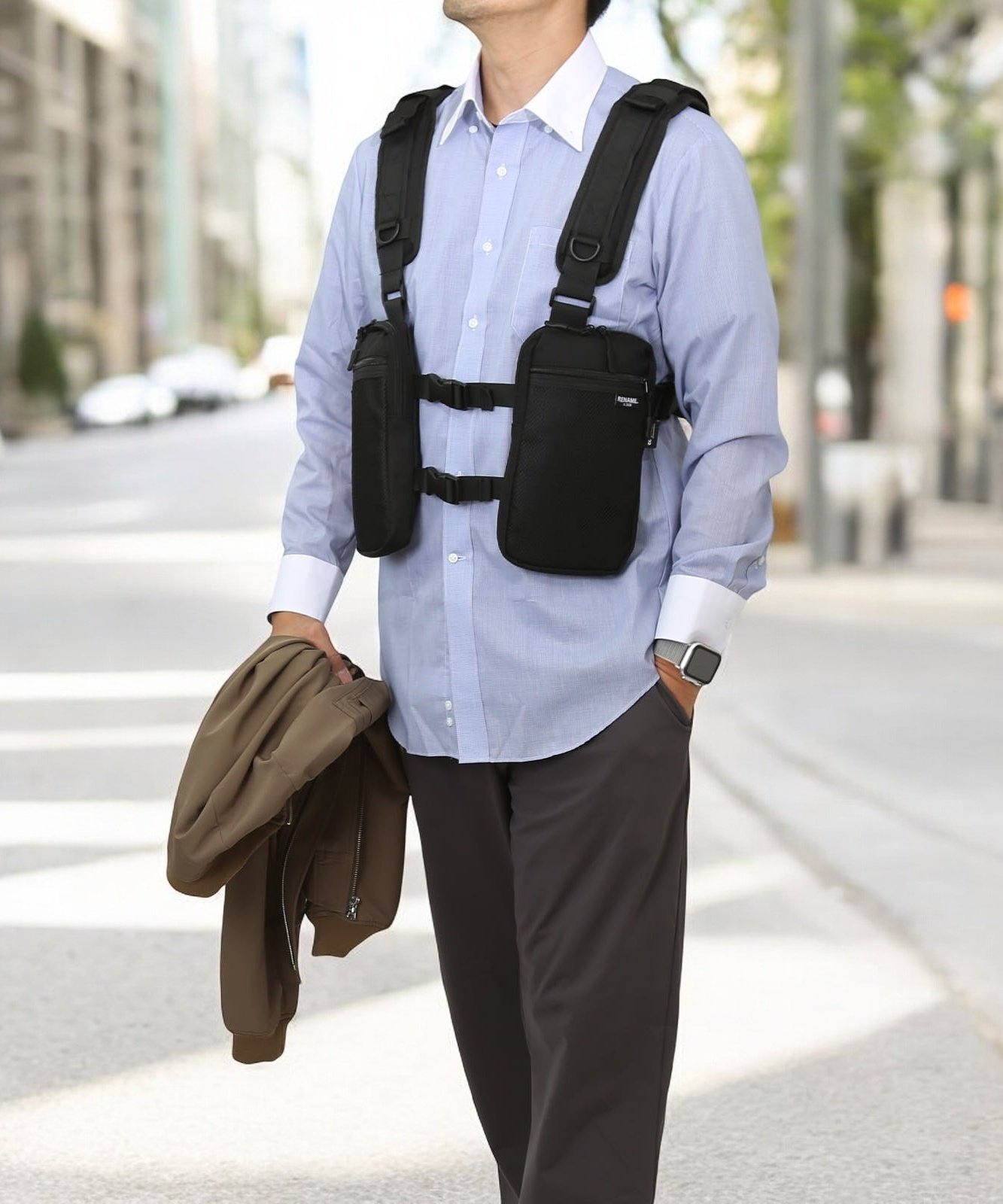 Rename Rename CORDURA ベスト型 ボディショルダーバッグ ローラ バッグ ボディバッグ・ウエストポーチ ブラック【送料無料】