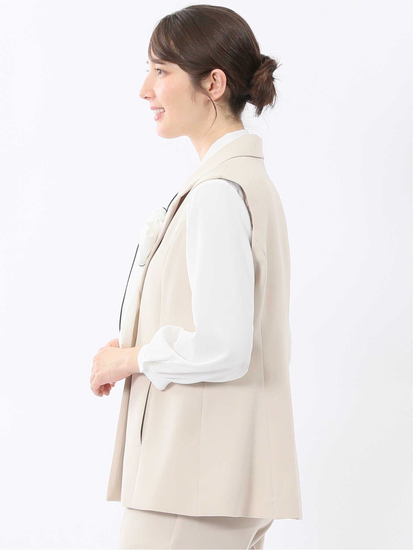【SALE／10%OFF】TAKA-Q ダブルクロス ロングジレ ベージュ(セットアップ可能) 【26SS】 タカキュー スーツ・フォーマル スーツベスト ベージュ【送料無料】