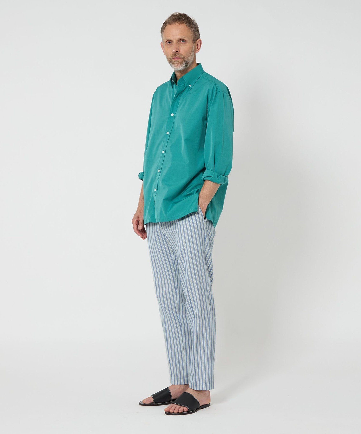 【SALE／50%OFF】UNITED ARROWS ＜SOVEREIGN＞ ストライプ 1プリーツ ハーフギャザー イージーパンツ ユナイテッドアローズ アウトレット パンツ その他のパンツ グレー【送料無料】