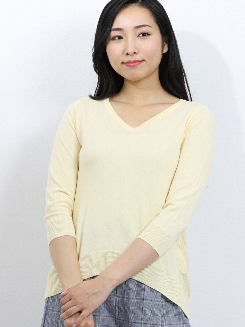 【SALE/74%OFF】m.f.editorial レビータ編地切替Vネック長袖プルオーバーニット タカキュー トップス ニット ピンク グリーン イエロー