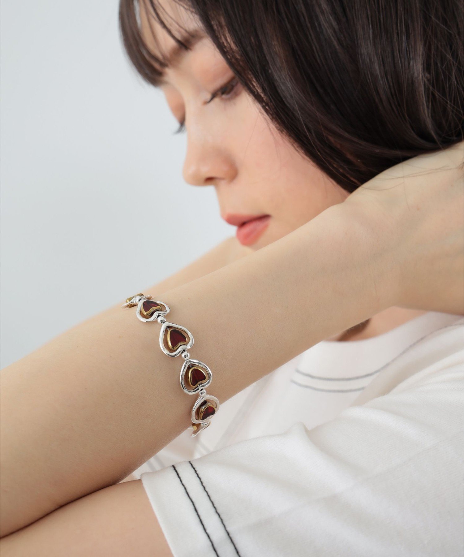 Ray BEAMS Otro Accesorio / ハート レイヤード ブレスレッド ビームス ウイメン アクセサリー・腕時計 その他のアクセサリー・腕時計 レッド ブラック