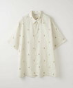 Steven Alan ＜Steven Alan＞ ジャズ プリント レギュラーカラー ショートスリーブ シャツ -STANDARD LOOSE BOX ビューティー＆ユース ユナイテッドアローズ トップス シャツ ブラウス ホワイト グレー【送料無料】