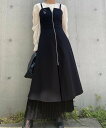 【SALE/66%OFF】JUNOAH Wジップキャミワンピース+スカートset ジュノア ワンピース・ドレス ワンピース ブラック グレー【送料無料】