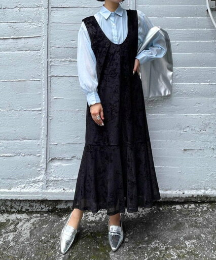 【SALE/50%OFF】VICKY 【ENIM BY VICKY】ベロアメッシュジャンパーワンピース《手洗い可能》 ビッキー ワンピース・ドレス ワンピース ブラック ブルー 【SALE/50%OFF】VICKY 【ENIM BY VICKY】ベロアメッシュジャンパーワンピース《手洗い可能》 ビッキー ワンピース・ドレス ワンピース ブラック ブルー