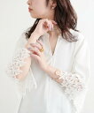 natural couture 【WEB限定】衿2WAYレースカフスブラウス ナチュラルクチュール トップス シャツ・ブラウス ピンク ブルー ホワイト ネイビ...