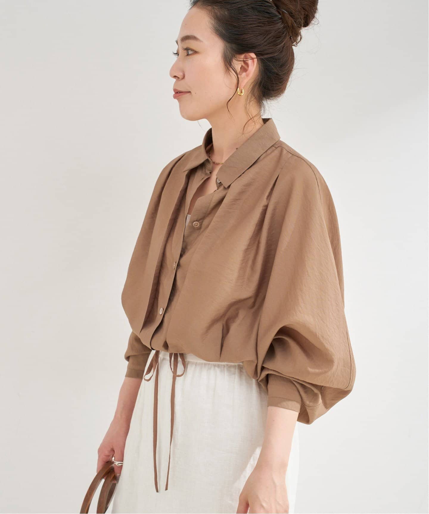 B.C STOCK ウォッシャブル / ショートタックドルマンシャツ ベーセーストック トップス シャツ・ブラウス ピンク ブラウン グレー【送料無料】のサムネイル