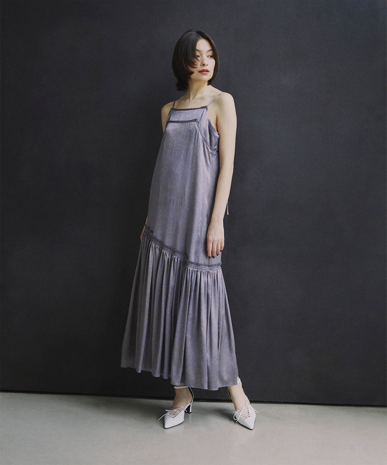 Ray BEAMS RBS / サテンプリントキャミ ワンピース ビームス ウイメン ワンピース・ドレス その他のワンピース・ドレス ブラック【送料無料】