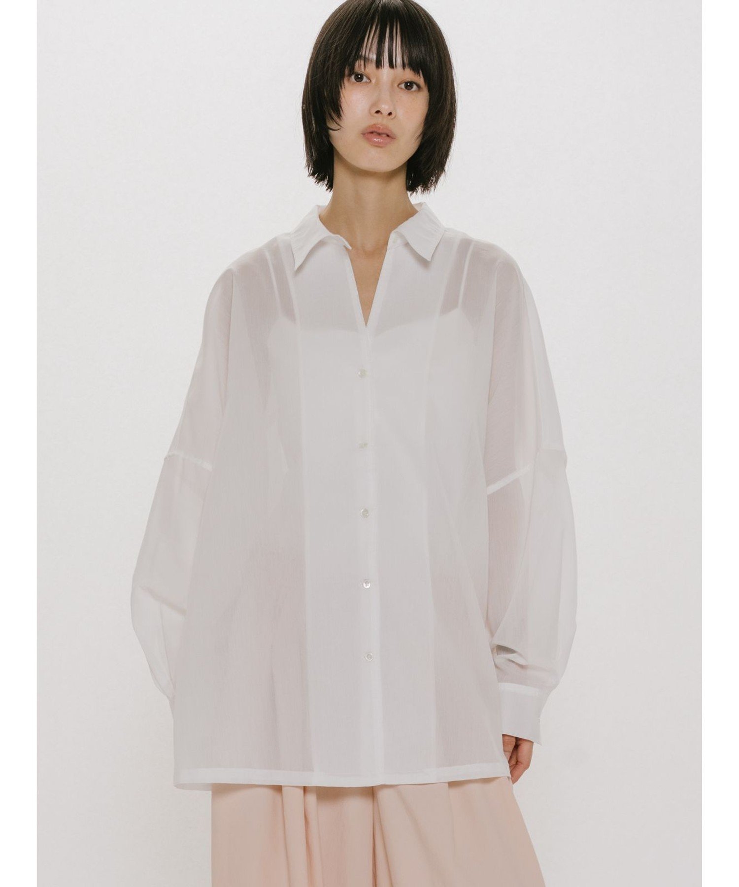 MIDIUMISOLID MIDIUMISOLID for Ladies シアースキッパーポンチョシャツ マーコート トップス シャツ ブラウス グリーン ホワイト グレー ブルー【送料無料】