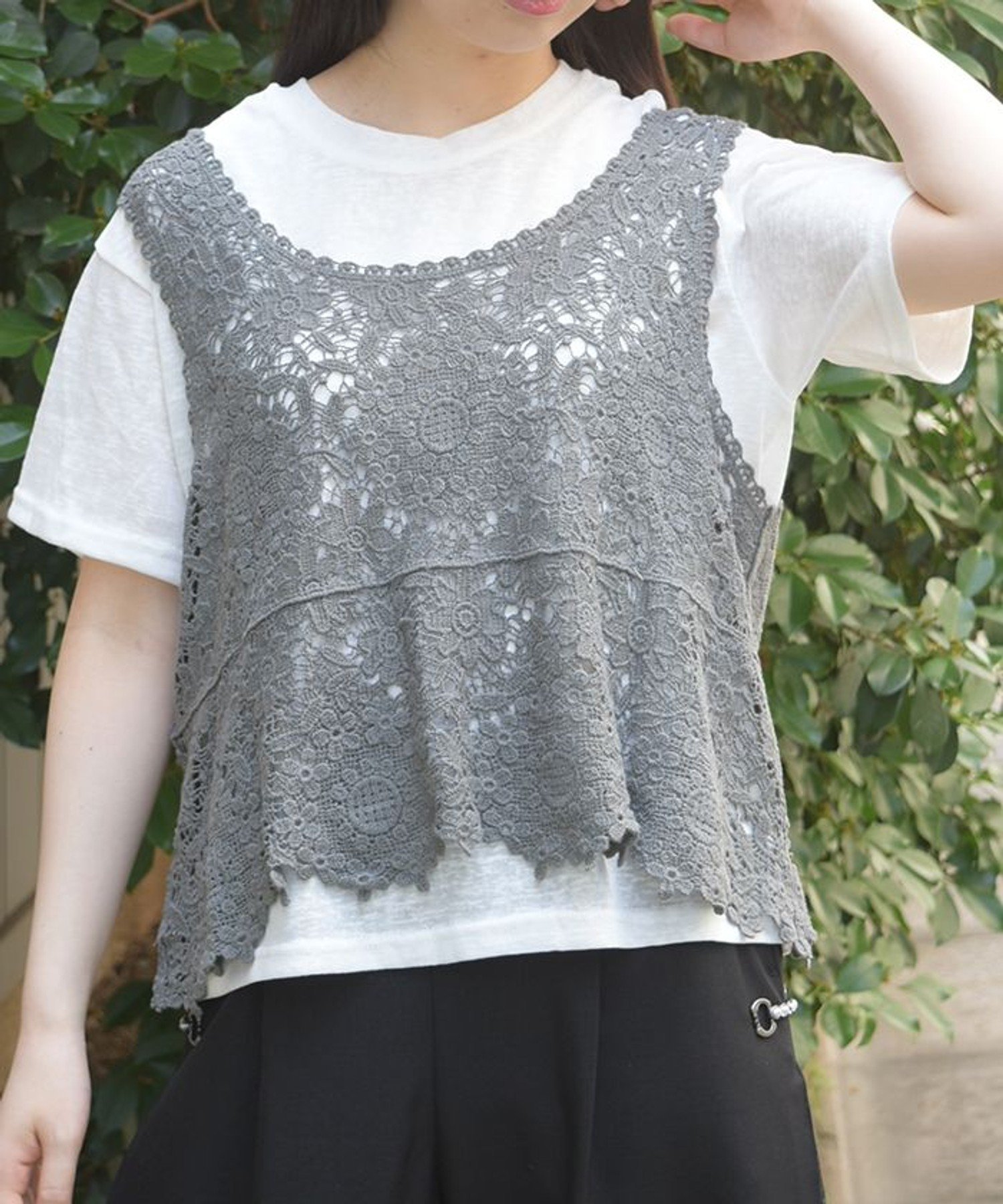 レイヤードプルオーバー アクシーズファム トップス カットソー・Tシャツ ブラウン グレー