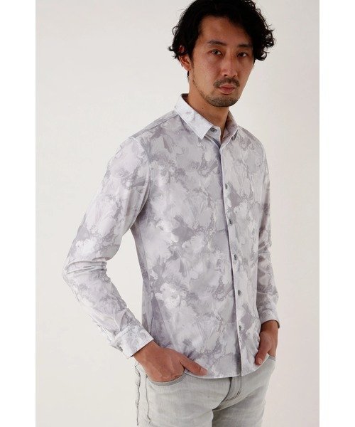 HIGH STREET HIGH STREET∴ハイテンションスペクトラムフラワーシャツ トルネードマート トップス シャツ・ブラウス グレー グリーン
