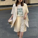 【SALE/30%OFF】miniministore 半袖ジャケット ショートパンツ セット夏 ミニミニストア スーツ・フォーマル スーツパンツ ブルー ベージ...