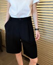 【SALE/30%OFF】miniministore タックショートパンツ ハイウエスト 美脚 ミニミニストア パンツ ジーンズ・デニムパンツ ブラック ベージュ
