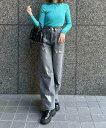 【SALE/40%OFF】clear 箔プリントダメージストレートデニムパンツ クリア パンツ ジーンズ・デニムパンツ ブラウン ブラック