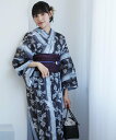 【SALE/49%OFF】utatane 浴衣2点セット 墨と灰青ぼかし縞つゆくさ ウタタネ 着物・浴衣・和装小物 浴衣【送料無料】