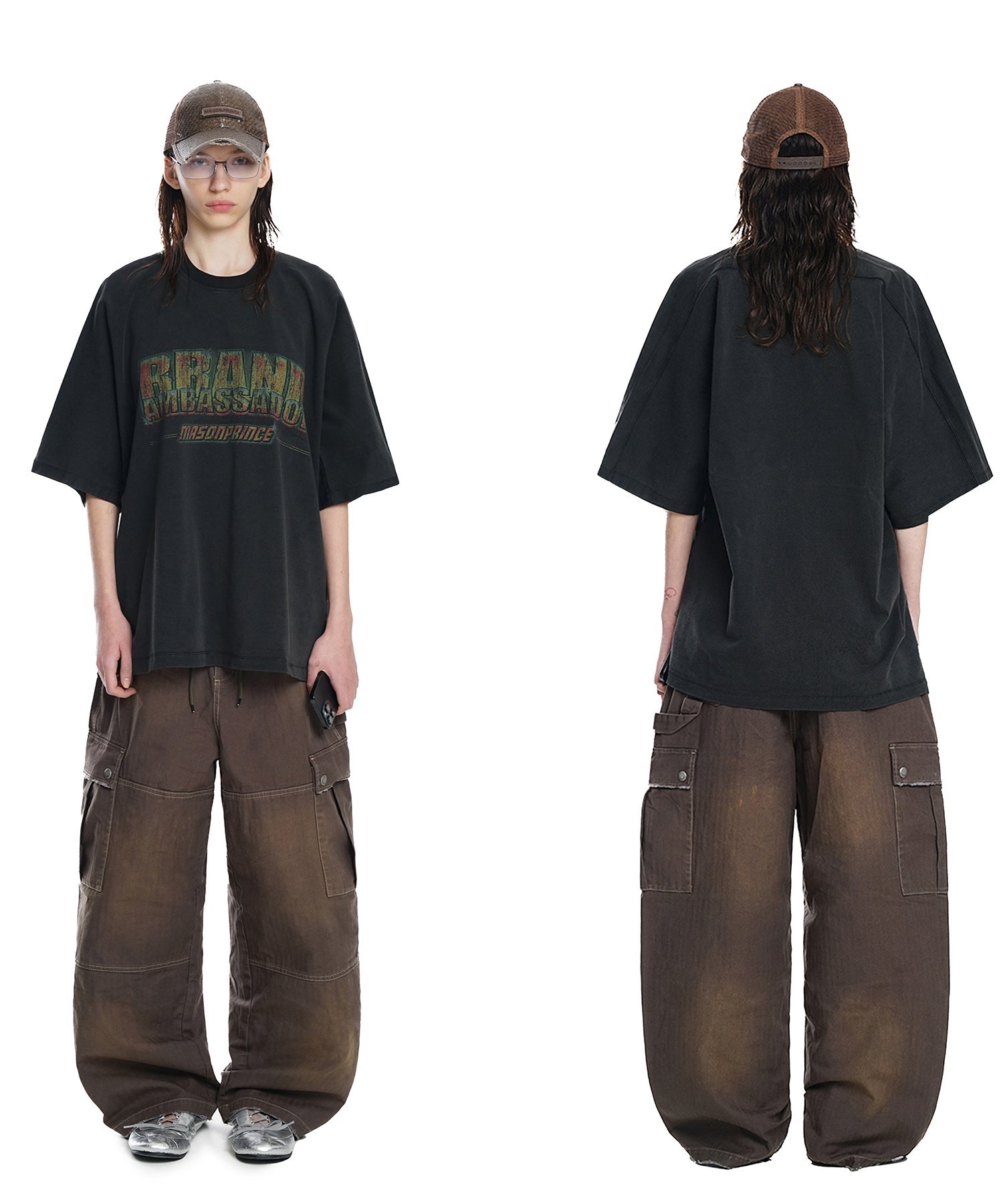 【SALE／20%OFF】MASONPRINCE オーバーサイズ ラグラン ヴィンテージ加工 Tシャツ DT4299【MASONPRINCE】【2025SS】 チュクラ トップス カットソー・Tシャツ ブラック【送料無料】