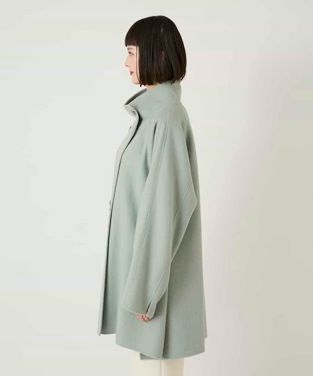 HIROKO BIS スタンドカラーリバージャージーコート ヒロコ ビス ジャケット・アウター その他のジャケット・アウター ブラック グリーン