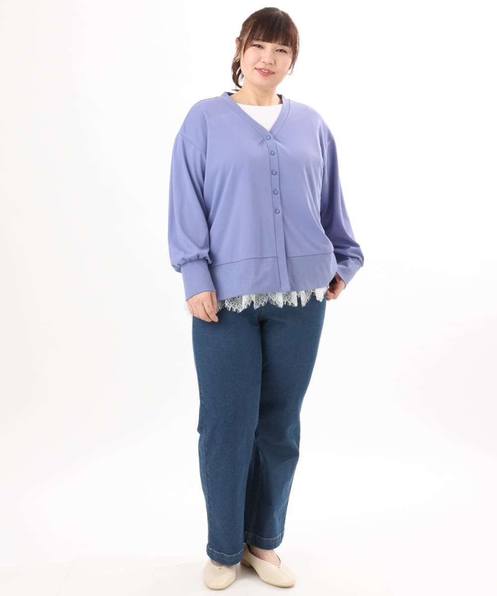 【大きいサイズ】ストレッチストレートデニム エウルキューブ パンツ その他のパンツ ネイビー