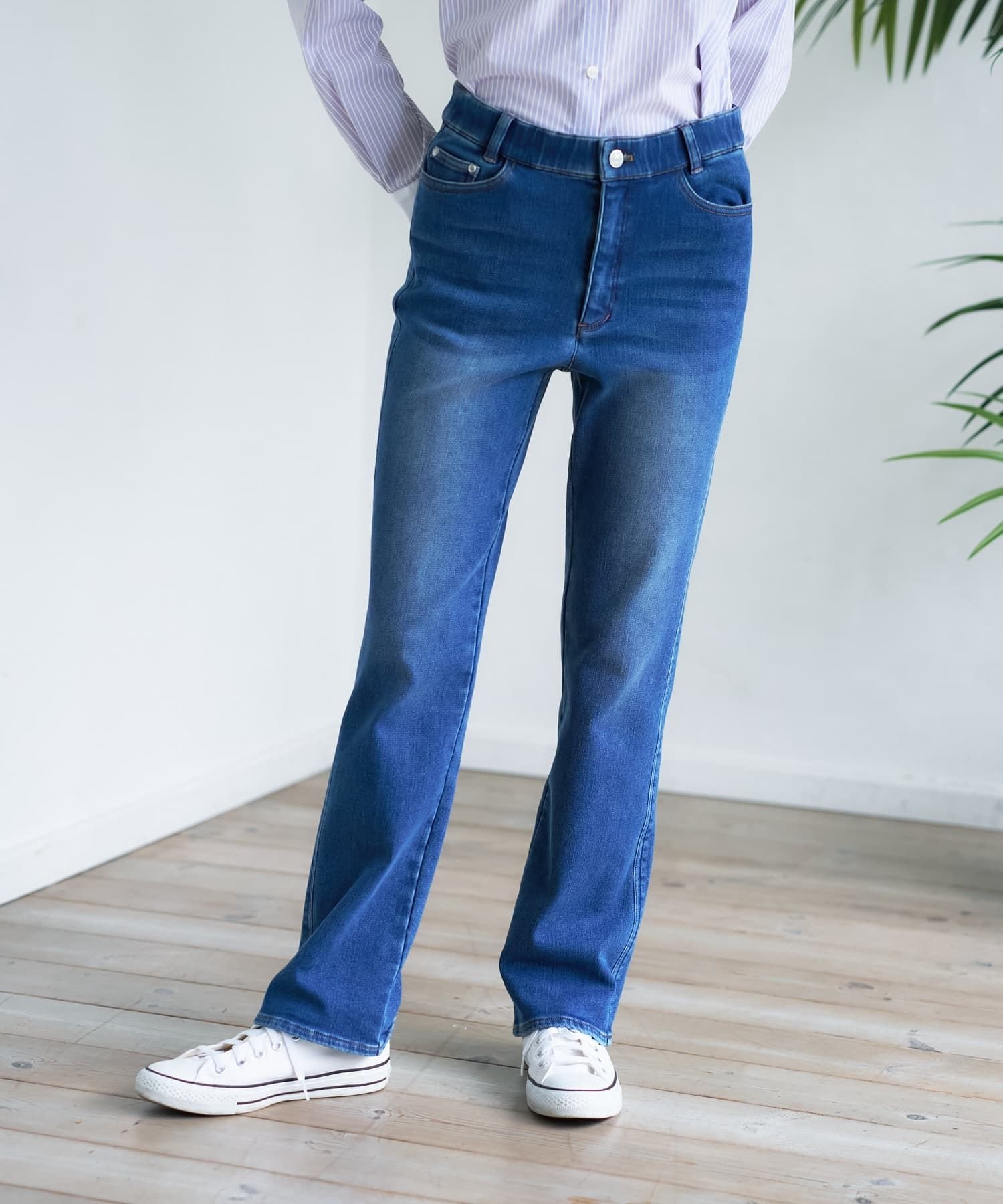 CARA O CRUZ あったか 裏起毛デニムパンツ キャラ・オ・クルス パンツ ジーンズ・デニムパンツ