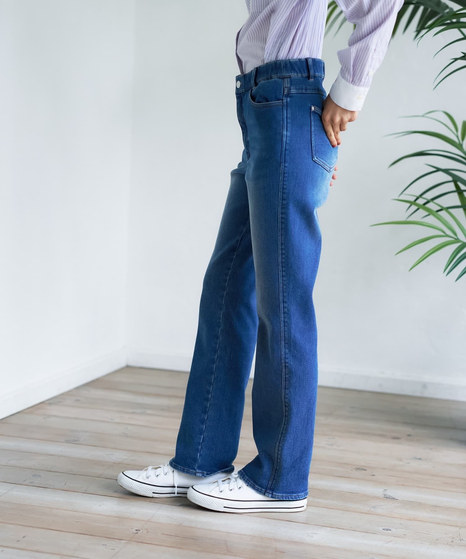 CARA O CRUZ あったか 裏起毛デニムパンツ キャラ・オ・クルス パンツ ジーンズ・デニムパンツ