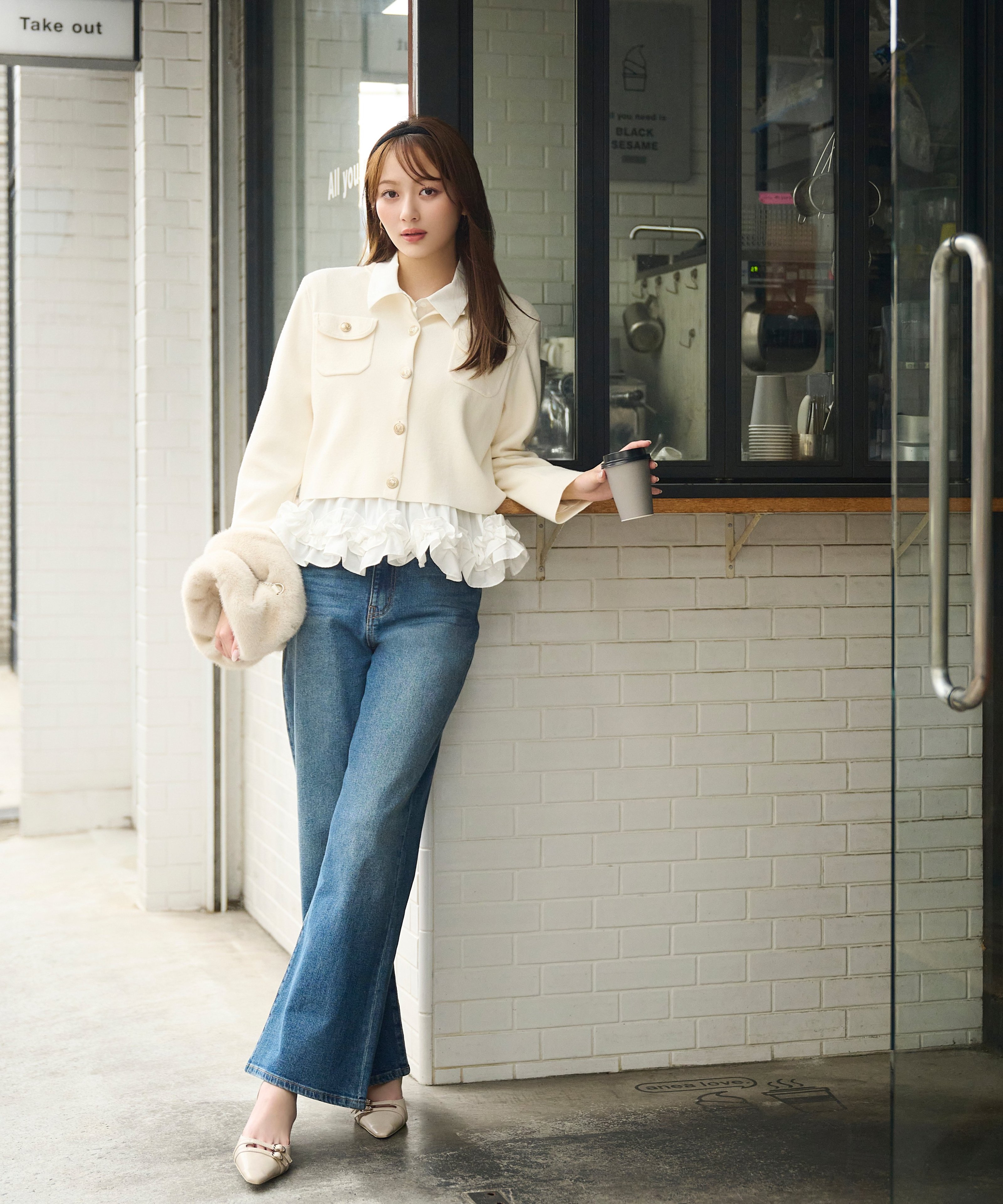 PROPORTION BODY DRESSING ＜a/mie＞ワイドデニムパンツ プロポーションボディドレッシング パンツ その他のパンツ ブルー