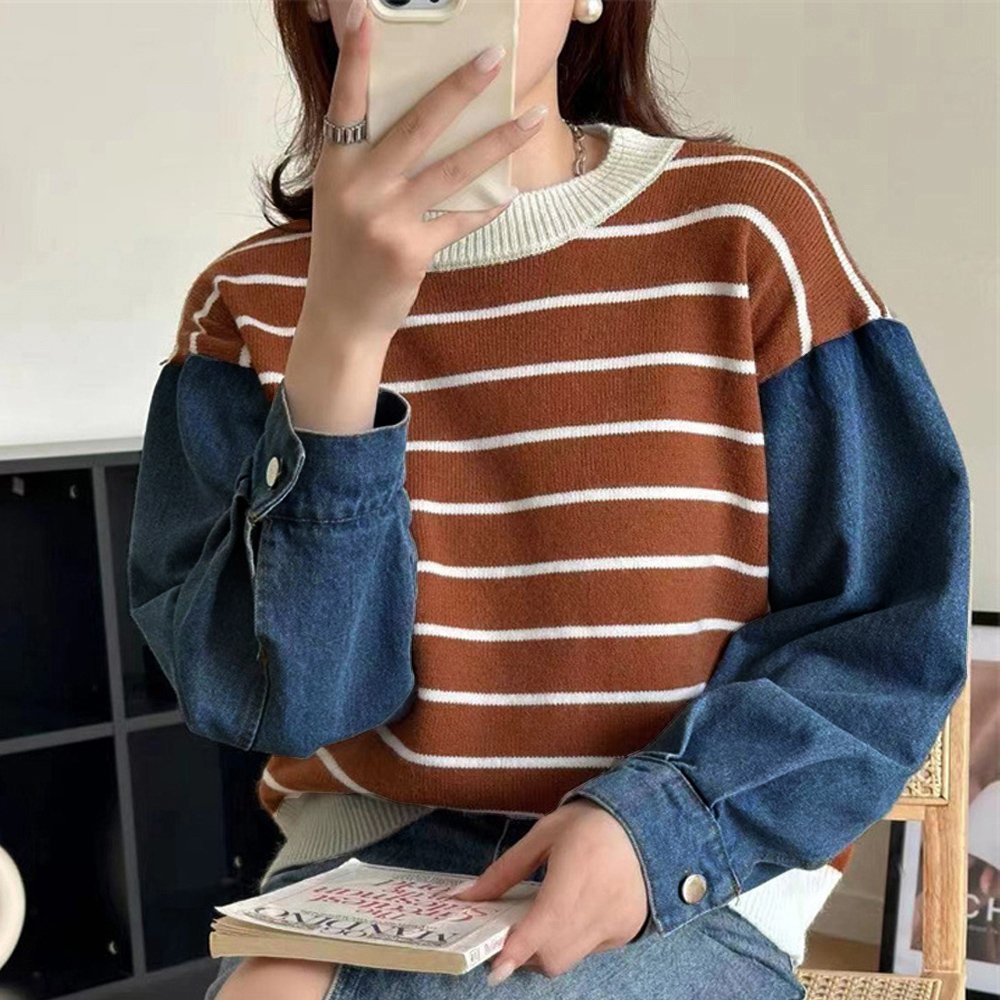 【SALE／30%OFF】miniministore レイヤード風ニットトップスレディース韓国 ミニミニストア トップス ニット ピンク ブラック ホワイト ブラウン