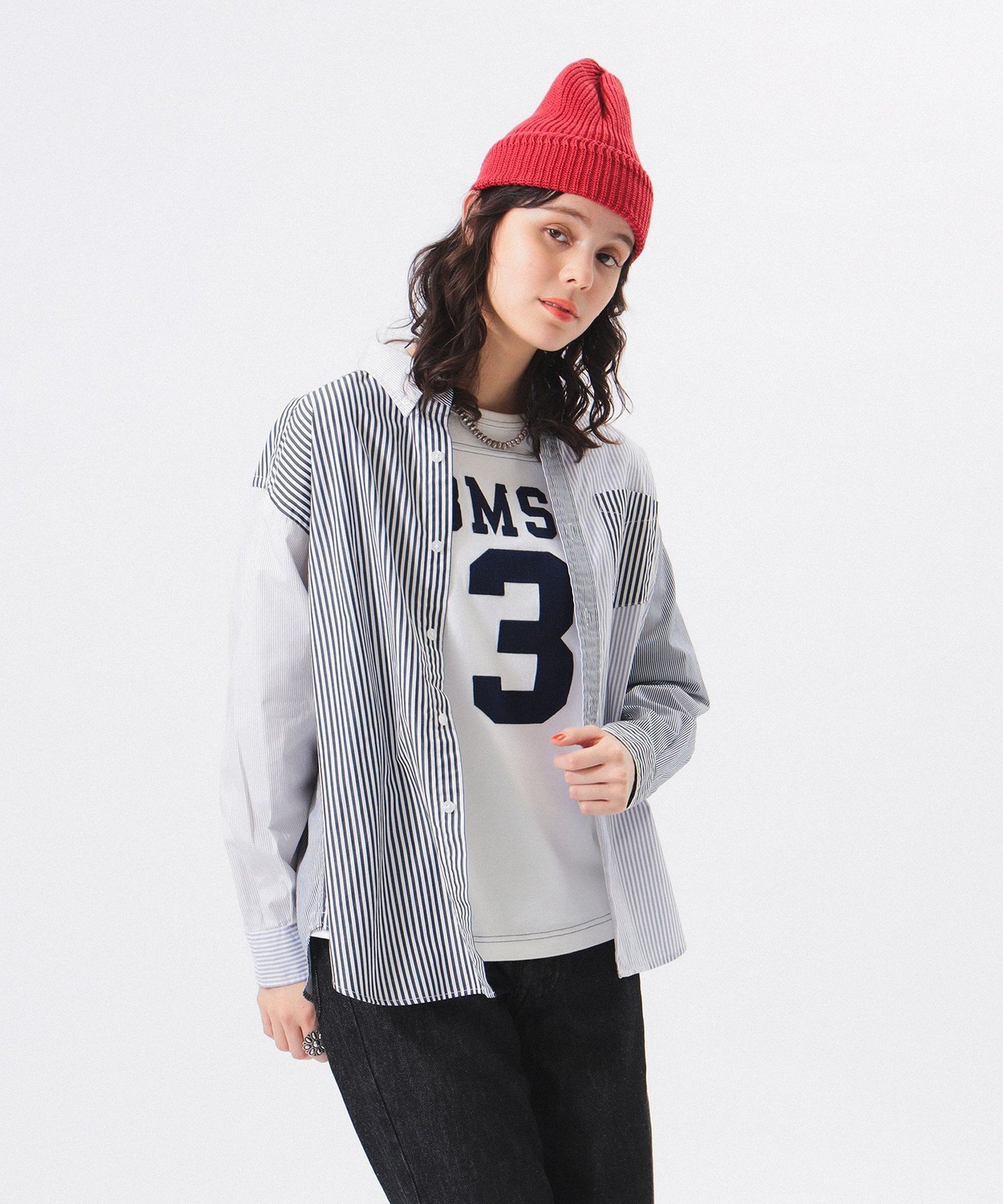 BEAMS BOY コットン ローン クレイジー ボタンダウン ロングスリーブ ビームス ウイメン トップス シャツ・ブラウス ベージュ ブルー【送料無料】