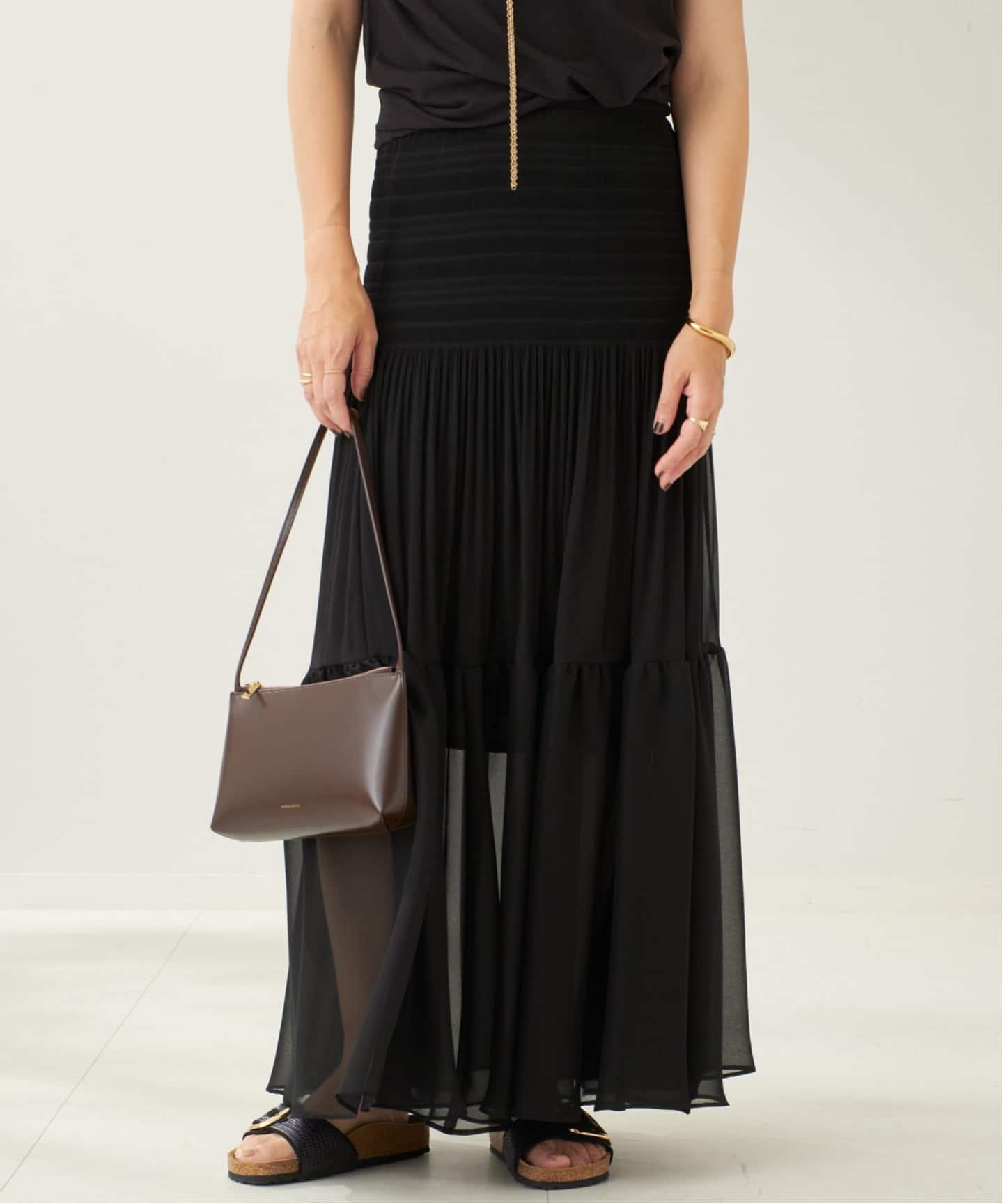 plage Sheer Gather スカート プラージュ スカート ロング・マキシスカート ブルー ブラック【送料無料】のサムネイル