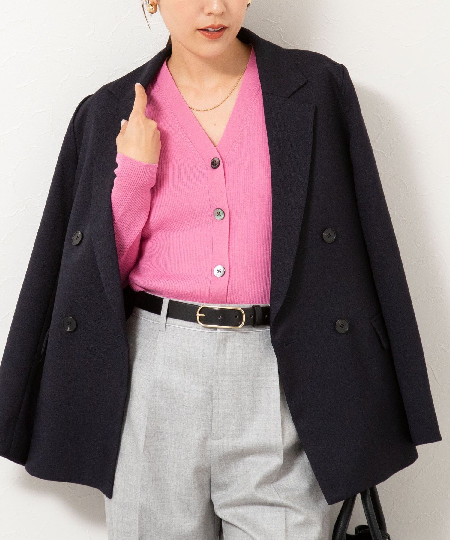 NOLLEY'S 《手洗い可能》16GマレーリブVネックカーディガン ノーリーズ トップス カーディガン グレー パープル ネイビー【送料無料】