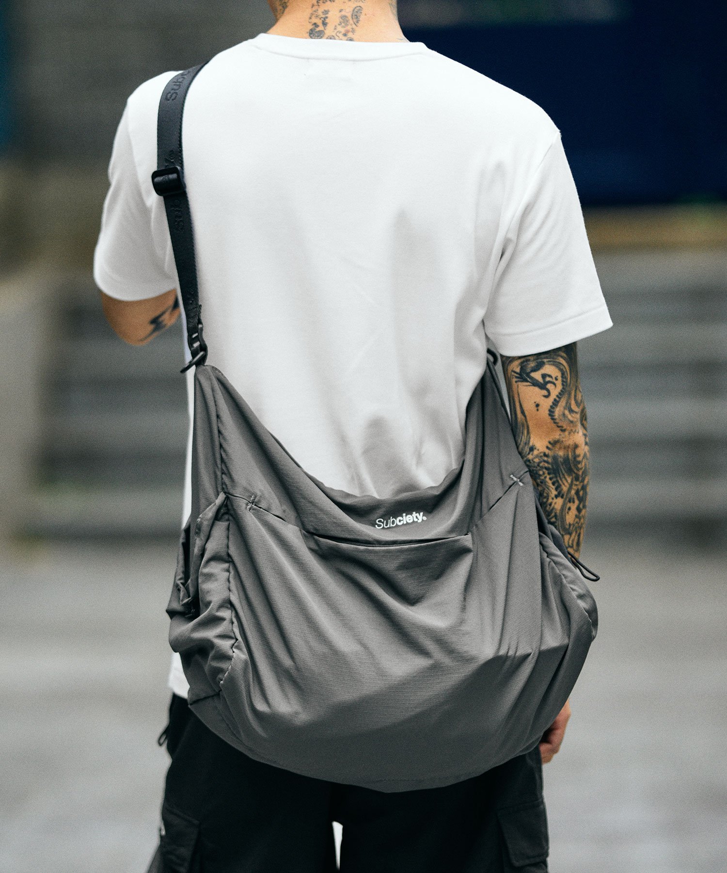 Subciety Nylon shoulder bag サブサエティ バッグ ショルダーバッグ ブラック グレー
