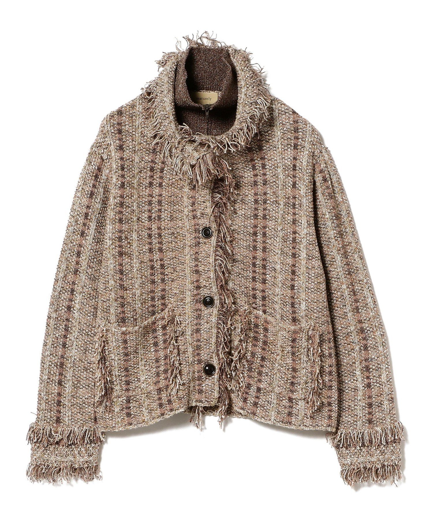 SALE60%OFFBEAMS BOY maturely / Knit Tweed Fringe Jacket ӡॹ ȥå 㥱åȡ ơ顼ɥ㥱åȡ֥쥶 ١ ͥӡ̵