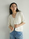 LASUD Summer knit V-neck cardigan ラシュッド トップス カーディガン ホワイト イエロー【送料無料】