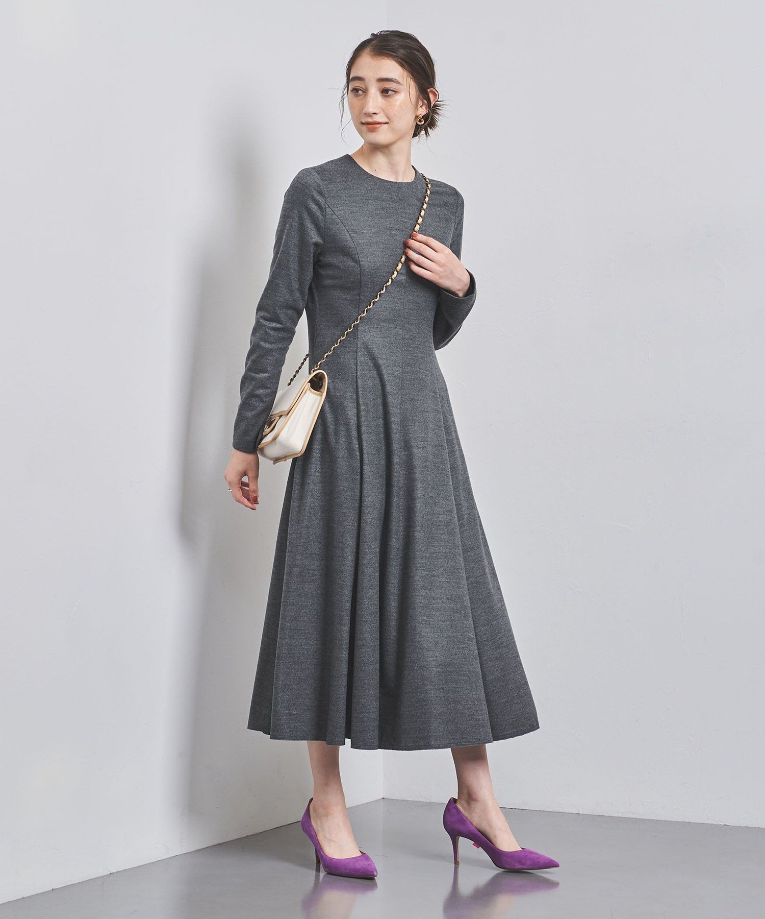 【SALE／40%OFF】UNITED ARROWS バランサーキュラー ジャージー ワンピース ユナイテッドアローズ アウトレット ワンピース・ドレス ワンピース グレー ブラウン ネイビー レッド【送料無料】のサムネイル