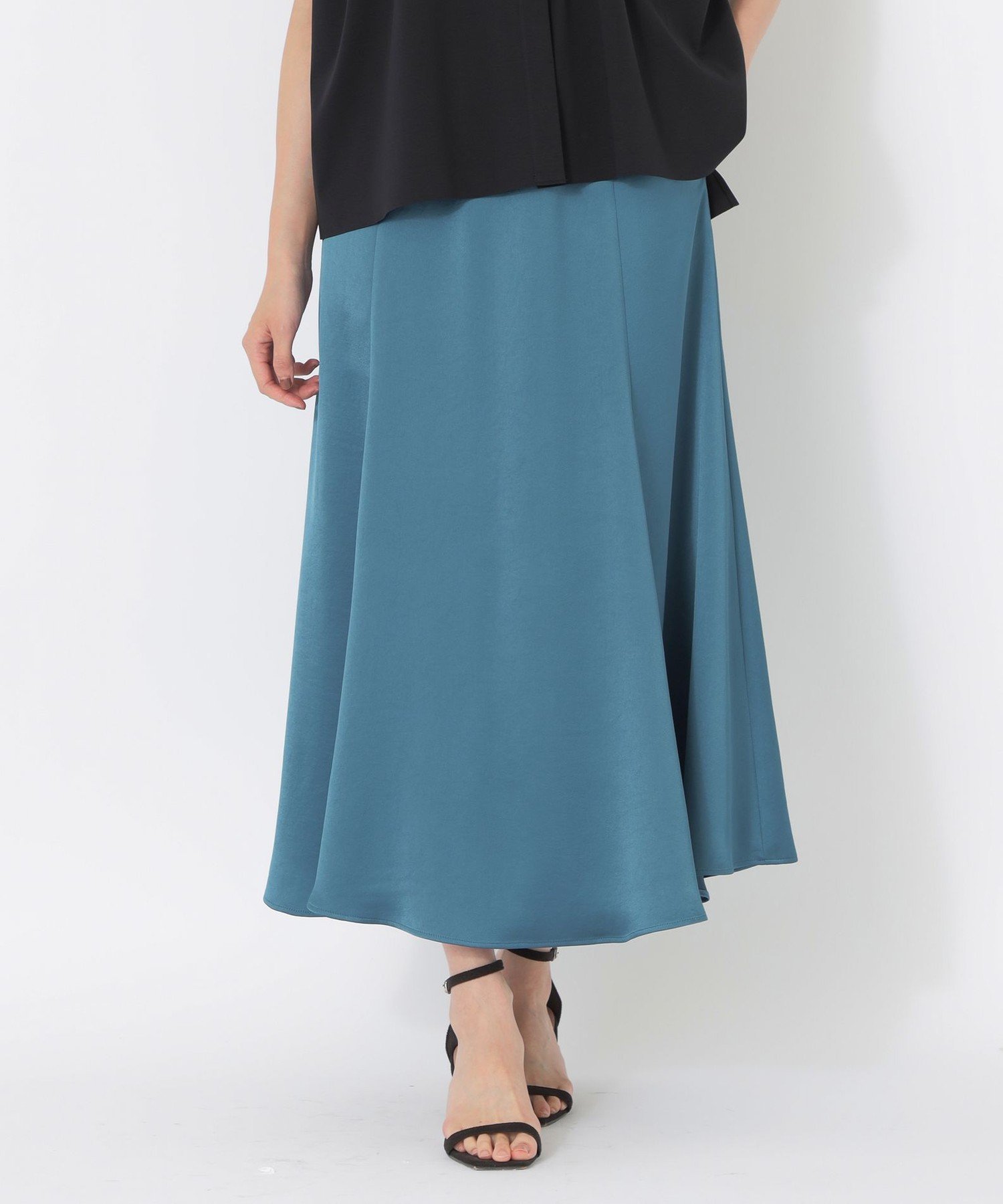 【SALE／34%OFF】S.ESSENTIALS ヴィンテージサテンフレアスカート エス エッセンシャルズ スカート ロング・マキシスカート グレー グリーン ブルー【送料無料】