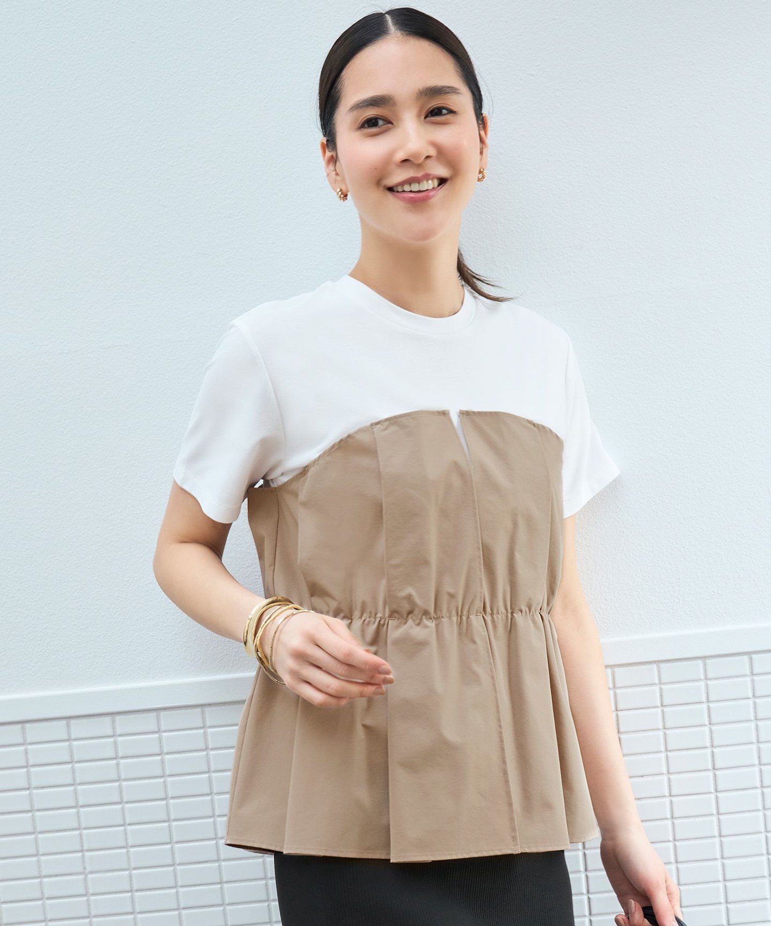自由区 S 【洗える】ビスチェコンビ Tシャツ ジユウク トップス カットソー・Tシャツ ホワイト