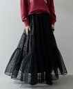 Whim Gazette ドットシアースカート ウィム ガゼット スカート ロング・マキシスカート ネイビー ブラウン【送料無料】
