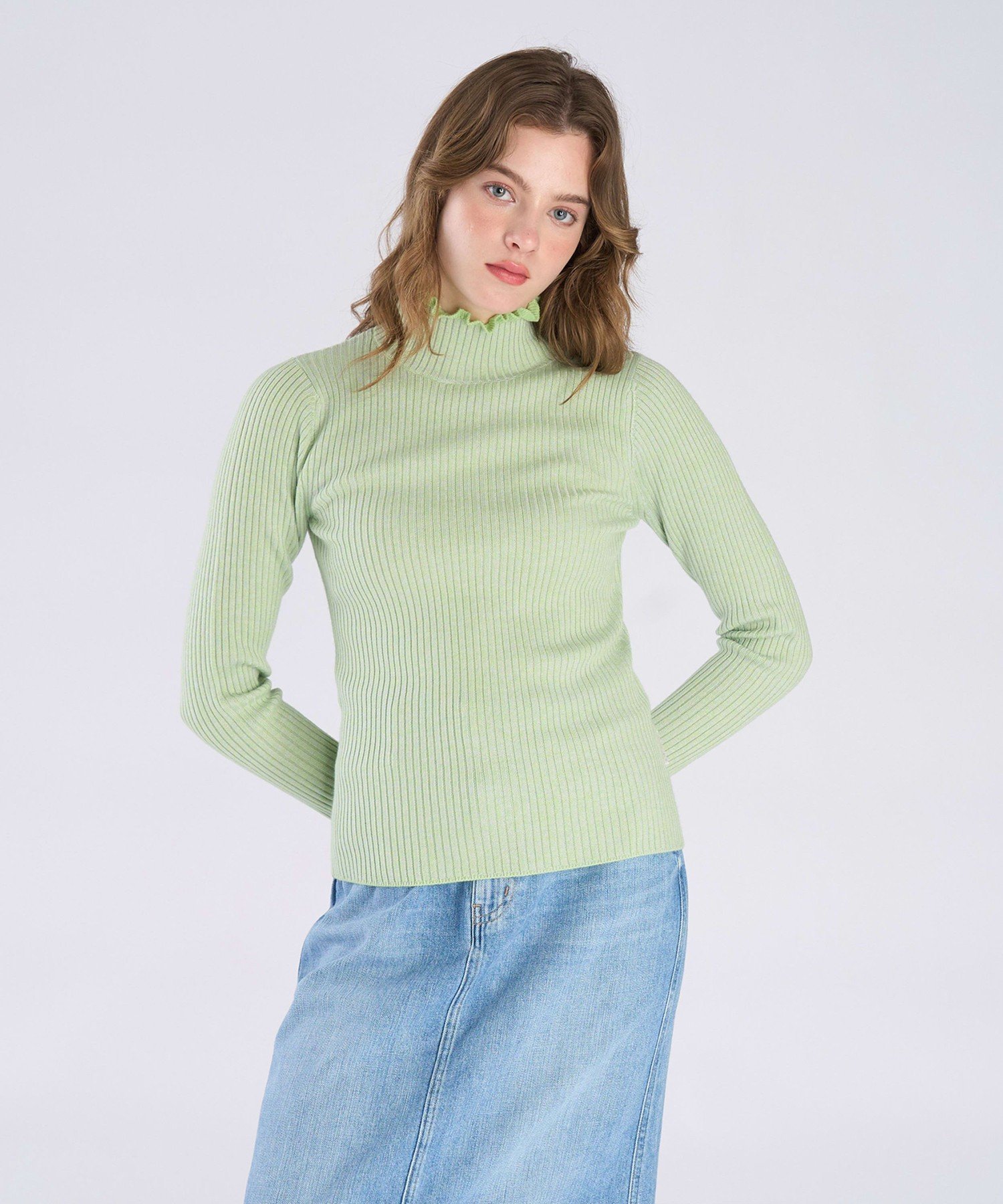 . 【Outlet】メランジリブタートル アニエスベー トップス ニット グリーン