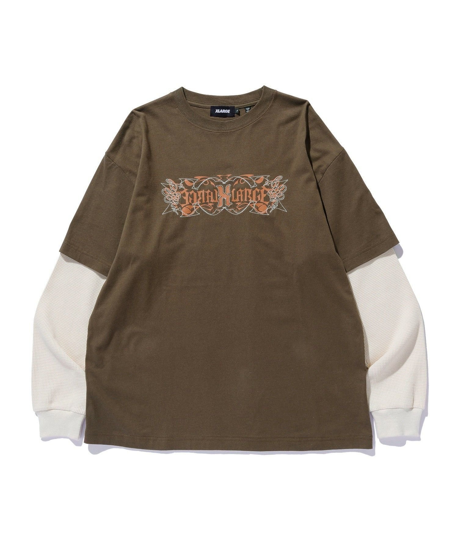 XLARGE LAYERED L/S TEE エクストララージ トップス カットソー・Tシャツ グリーン ブラウン ブラック【送料無料】