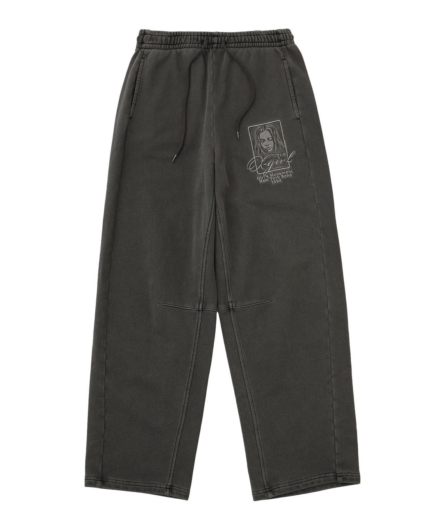 X-girl PIGMENT DYED FACE AND LOGO SQUARE PATCH SWEATPANTS エックスガール パンツ その他のパンツ ブラック グリーン ピンク