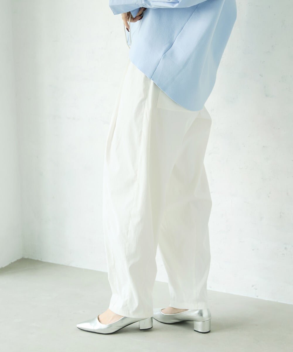 MICHEL KLEIN タスランチノクロスルーズラインパンツ ミッシェルクラン パンツ その他のパンツ グレー ホワイト