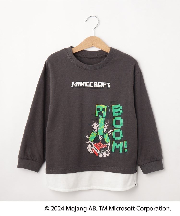 【SALE／32%OFF】SHOO・LA・RUE 【マインクラフト】レイヤード風ロンT シューラルー トップス カットソー・Tシャツ グレー ブラック グリーン イエロー