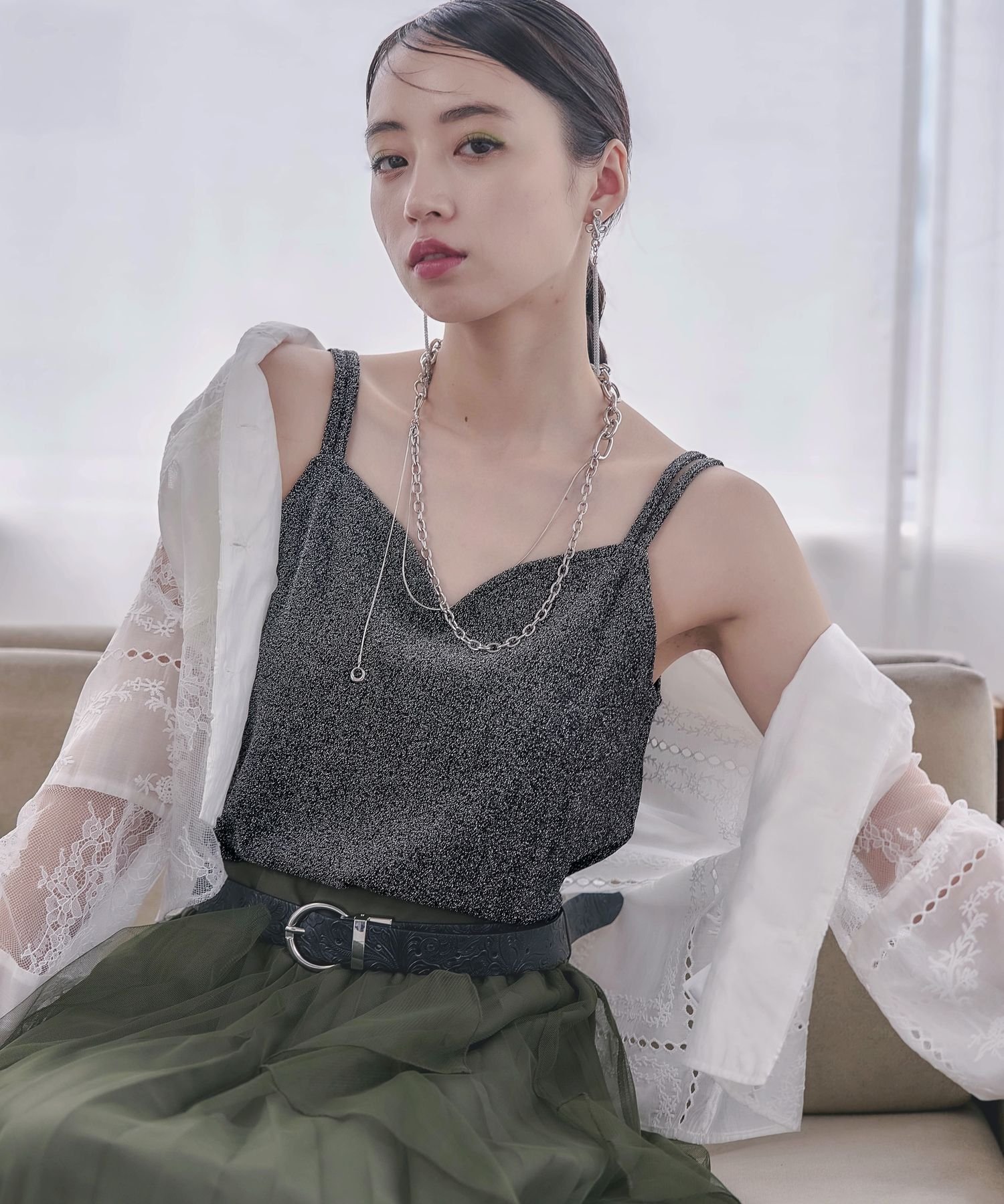 HARE カップツキラメキャミソール ハレ トップス その他のトップス パープル ブラウン グリーン ブラック【送料無料】のサムネイル