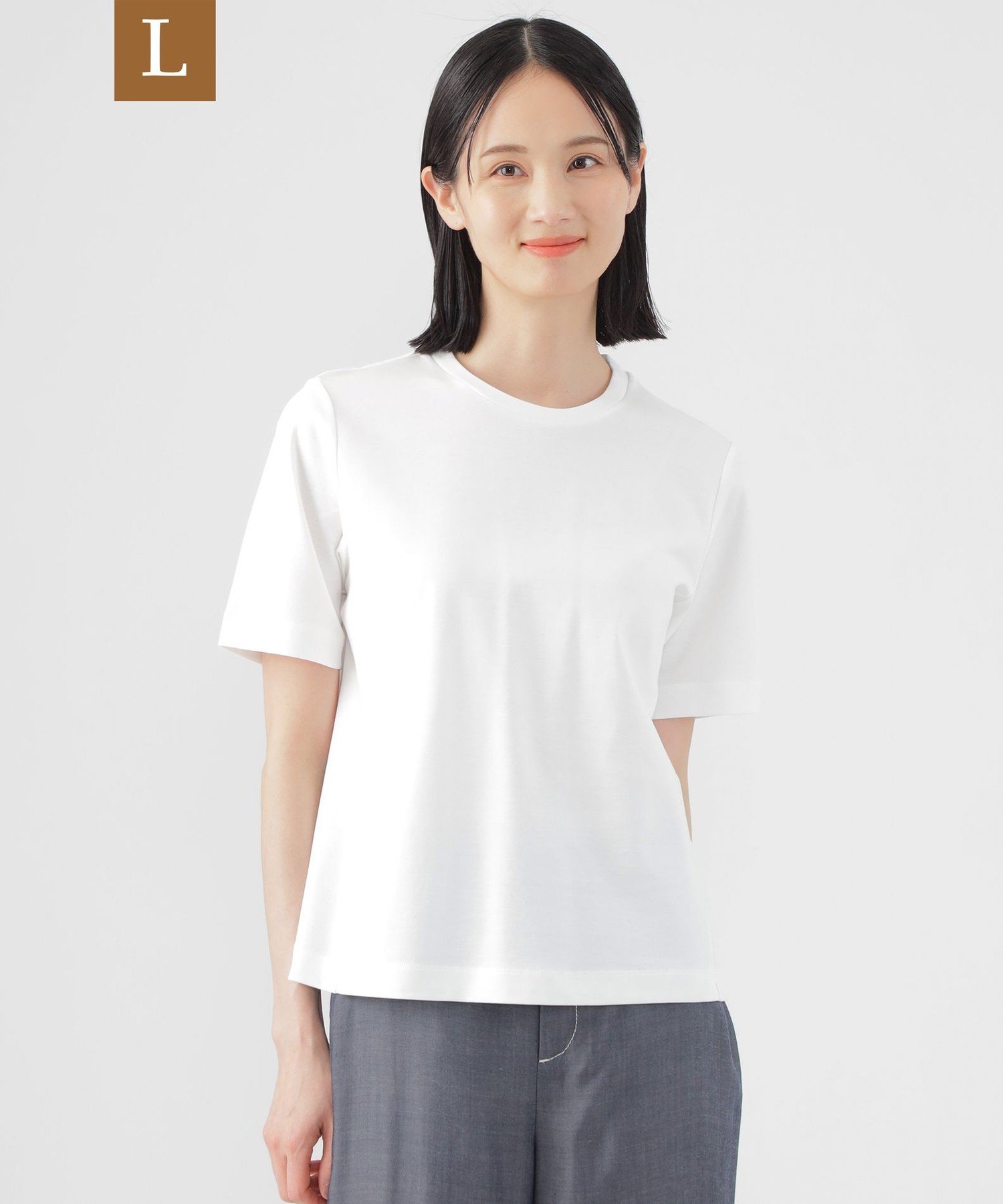 TRANS WORK 【L】【ウォッシャブル】コンパクトコットンポンチクルーネックカットソー サンヨー エルサイズ トップス カットソー・Tシャツ ホワイト ピンク ネイビー