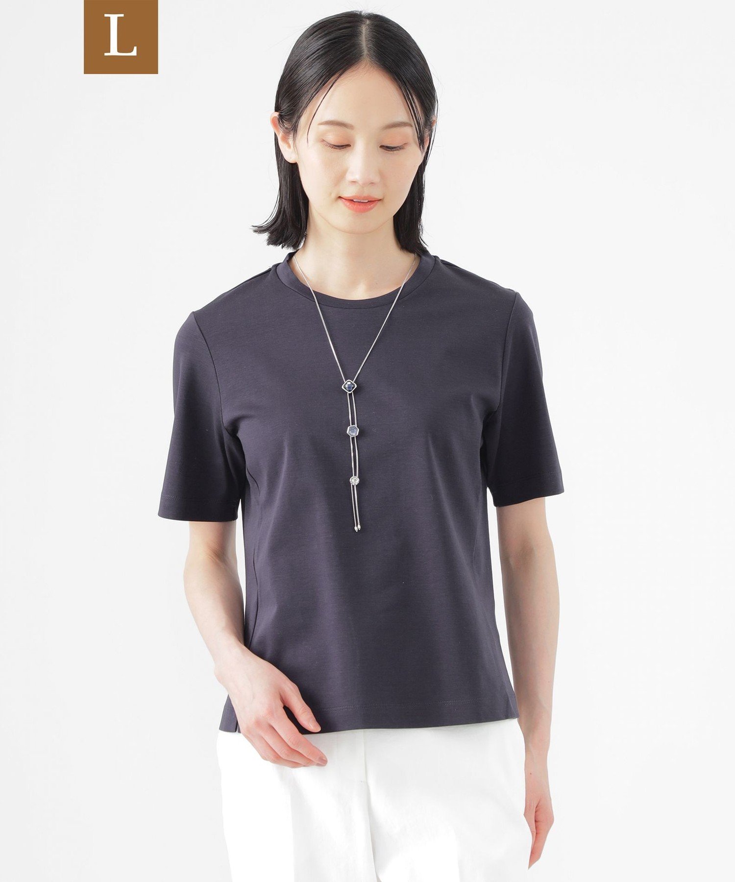TRANS WORK 【L】【ウォッシャブル】コンパクトコットンポンチクルーネックカットソー サンヨー エルサイズ トップス カットソー・Tシャツ ホワイト ピンク ネイビー