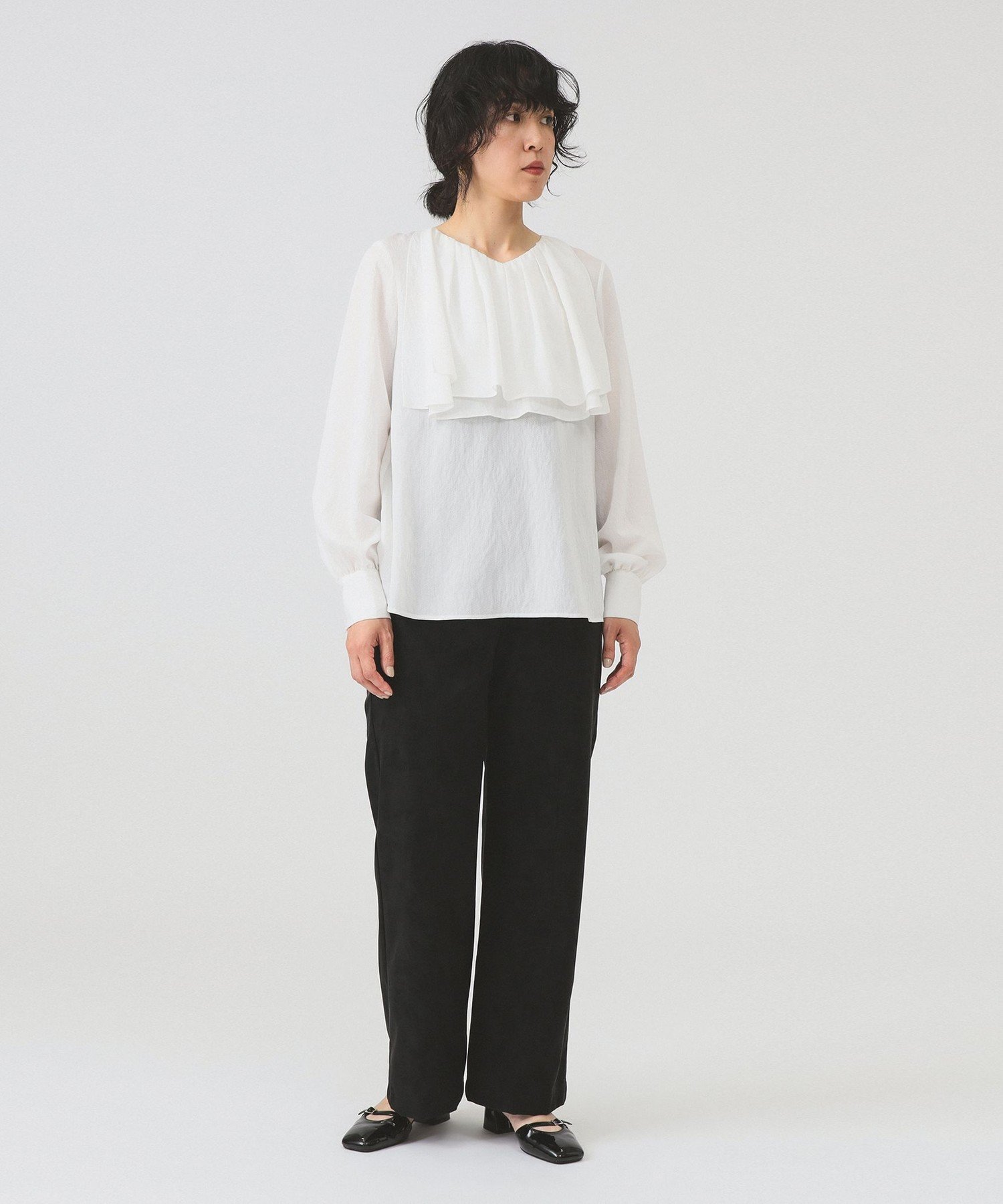 【SALE／60%OFF】Ray BEAMS RBS / レイヤー ラッフル ヨーク ブラウス ビームス ウイメン トップス シャツ・ブラウス ブラック ホワイト【送料無料】