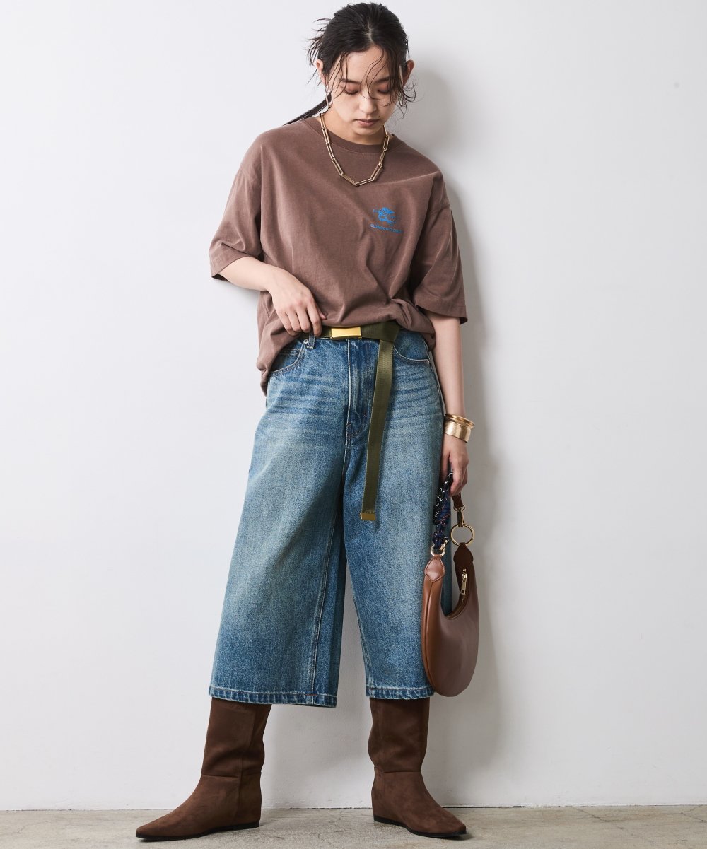 CHIC STYLE 綿100%デニムバミューダパンツ＜大きいサイズ有＞シックスタイル シックスタイル パンツ その他のパンツ ブルー ブラック【送料無料】