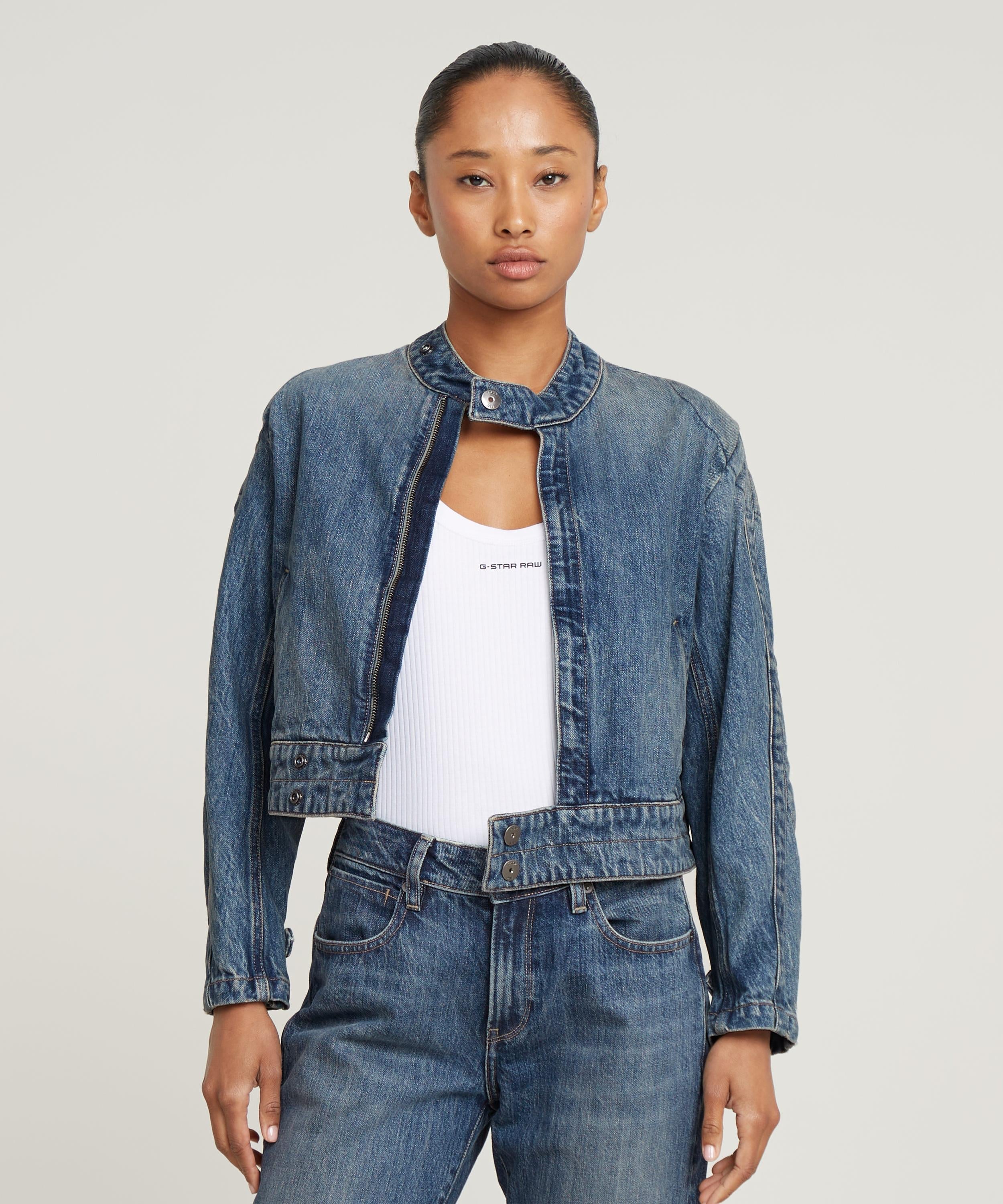 【SALE／30%OFF】G-Star RAW 【公式ショップ】SHORT MOTO JACKET/デニムライダースジャケット ジースターロゥ ジャケット・アウター ライダースジャケット ブルー【送料無料】